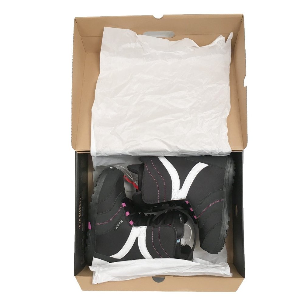 NEW! Burton Coco Womens Snowboard Boots! 8 or 9 Black  & White  Traditional Lace